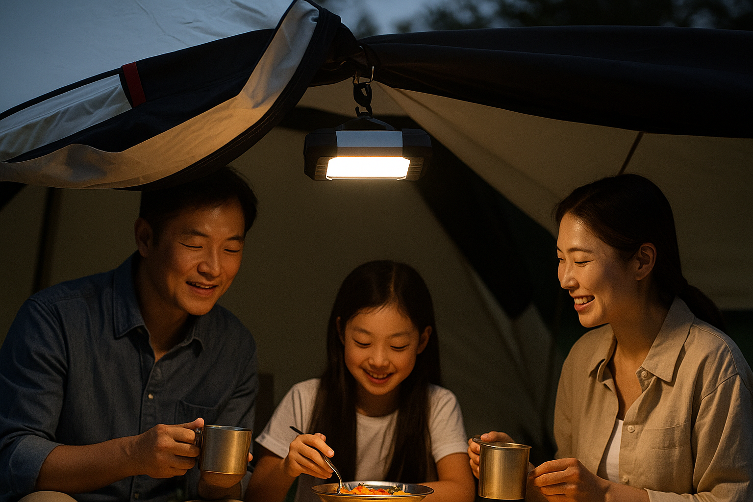 캠핑온 가족의 모습
